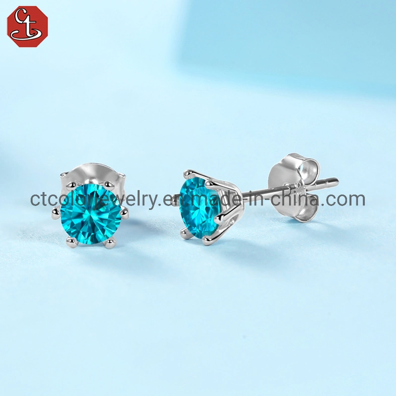 pink moissanite ear studs 925 silver jewelry earrings for girls