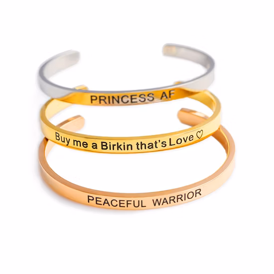 Custom Inspirational Jewelry Fashion Stainless Steel Cuff Bangle Bracelet