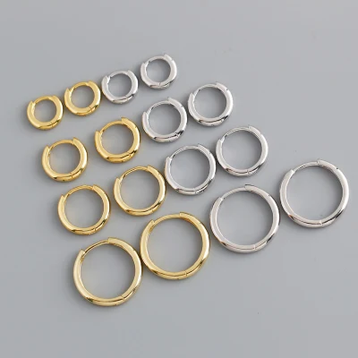 Простые серьги-кольца из стерлингового серебра 925 пробы с более толстыми круглыми кольцами