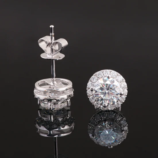 Ювелирные изделия из серебра 925 пробы с муассанитом Bijoux 6,5 мм, серьги с муассанитом круглой огранки, ювелирные изделия с муассанитом, серьги-гвоздики для женщин